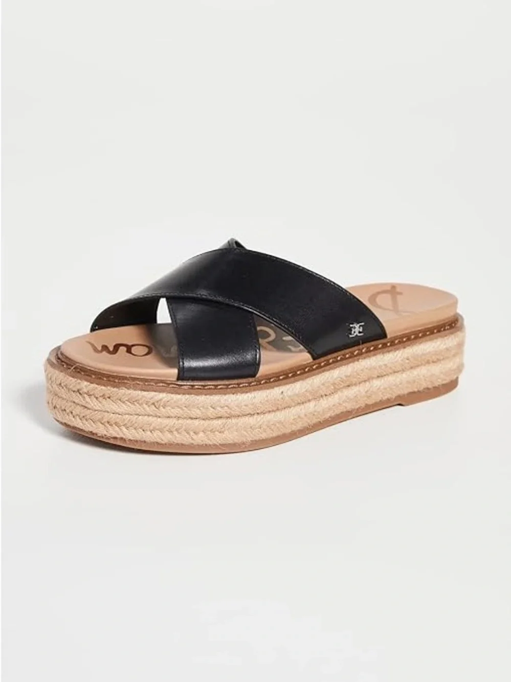 Sam Edelman Black Leather Crisscross Espadrille Platform Sandal